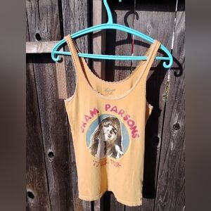 Midnight Rider Retro Tank Top Gram Parsons Shirt Lace Trim Festival Band Tee Vtg